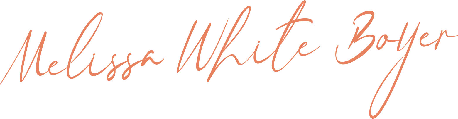 Melissa White Boyer signature used as a visual brand element on her homepage