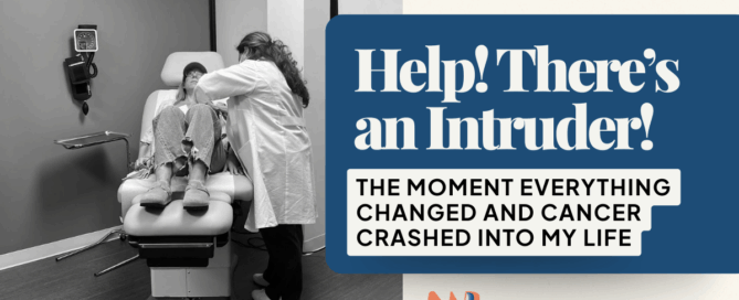 Melissa receiving a breast biopsy in the exam room during the discovery of her cancer