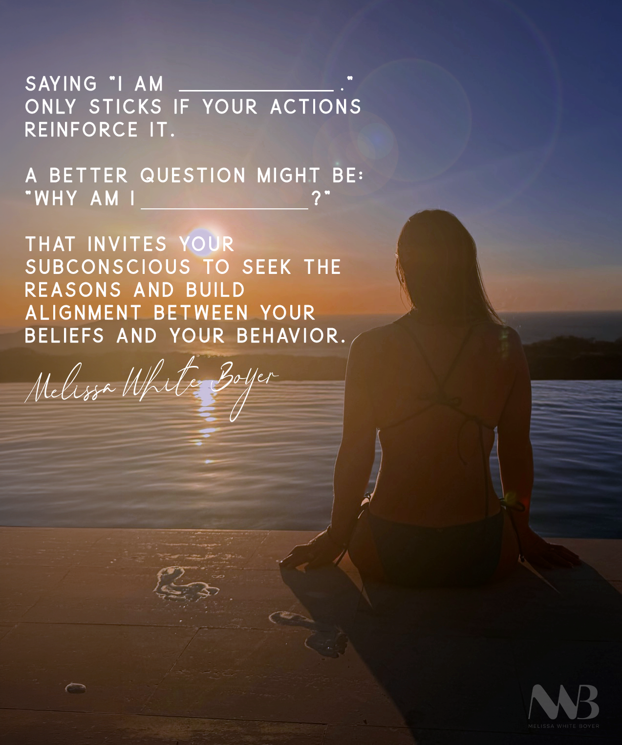 Melissa White Boyer author and advocate reflecting on personal alignment and becoming the best version of yourself